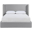  Meridian Kendall Grey Linen Textured Fabric Upholstered Queen Bed IMAGE 3