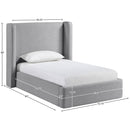  Meridian Kendall Grey Linen Textured Fabric Upholstered Twin Bed IMAGE 11