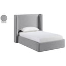  Meridian Kendall Grey Linen Textured Fabric Upholstered Twin Bed IMAGE 12