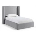  Color_Grey Size_Twin -- Kendall Grey Linen Textured Fabric Upholstered Twin Bed IMAGE 1