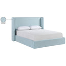  Meridian Kendall Light Blue Linen Textured Fabric Upholstered Queen Bed IMAGE 12