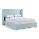 Color_Light Blue  Size_Queen  --  Kendall Light Blue Linen Textured Fabric Upholstered Queen Bed IMAGE 1