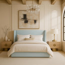  Color_Light Blue  Size_Queen  --  Kendall Light Blue Linen Textured Fabric Upholstered Queen Bed IMAGE 2