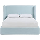  Meridian Kendall Light Blue Linen Textured Fabric Upholstered Queen Bed IMAGE 3