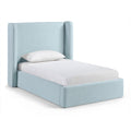  Color_Light Blue Size_Twin -- Kendall Light Blue Linen Textured Fabric Upholstered Twin Bed IMAGE 1