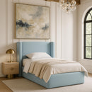  Color_Light Blue  Size_Twin  --  Kendall Light Blue Linen Textured Fabric Upholstered Twin Bed IMAGE 2