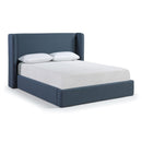  Meridian Kendall Navy Linen Textured Fabric Upholstered King Bed IMAGE 1