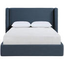  Color_Navy  Size_Queen  --  Kendall Navy Linen Textured Fabric Upholstered Queen Bed IMAGE 3