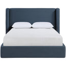  Meridian Kendall Navy Linen Textured Fabric Upholstered Queen Bed IMAGE 3