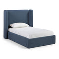  Color_Navy Size_Twin -- Kendall Navy Linen Textured Fabric Upholstered Twin Bed IMAGE 1
