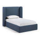  Color_Navy  Size_Twin  --  Kendall Navy Linen Textured Fabric Upholstered Twin Bed IMAGE 1