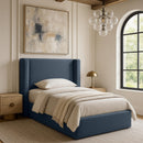  Color_Navy  Size_Twin  --  Kendall Navy Linen Textured Fabric Upholstered Twin Bed IMAGE 2