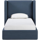  Color_Navy  Size_Twin  --  Kendall Navy Linen Textured Fabric Upholstered Twin Bed IMAGE 3