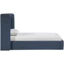  Meridian Kendall Navy Linen Textured Fabric Upholstered Twin Bed IMAGE 4