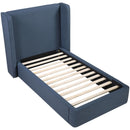  Meridian Kendall Navy Linen Textured Fabric Upholstered Twin Bed IMAGE 6
