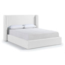  Color_White  Size_King  --  Kendall White Linen Textured Fabric Upholstered King Bed IMAGE 1
