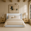  Color_White  Size_King  --  Kendall White Linen Textured Fabric Upholstered King Bed IMAGE 2