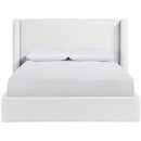  Color_White  Size_Queen  --  Kendall White Linen Textured Fabric Upholstered Queen Bed IMAGE 3