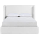  Meridian Kendall White Linen Textured Fabric Upholstered Queen Bed IMAGE 3