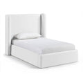  Color_White Size_Twin -- Kendall White Linen Textured Fabric Upholstered Twin Bed IMAGE 1