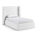  Color_White  Size_Twin  --  Kendall White Linen Textured Fabric Upholstered Twin Bed IMAGE 1