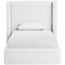  Color_White  Size_Twin  --  Kendall White Linen Textured Fabric Upholstered Twin Bed IMAGE 3