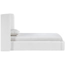  Color_White  Size_Twin  --  Kendall White Linen Textured Fabric Upholstered Twin Bed IMAGE 4