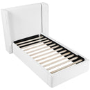  Color_White  Size_Twin  --  Kendall White Linen Textured Fabric Upholstered Twin Bed IMAGE 6