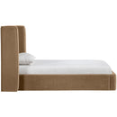  Meridian Kendall Beige Velvet Upholstered Twin Bed IMAGE 2