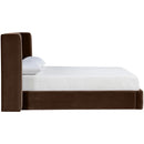  Meridian Kendall Brown Velvet Upholstered King Bed IMAGE 2