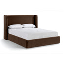  Meridian Kendall Brown Velvet Upholstered Queen Bed IMAGE 1
