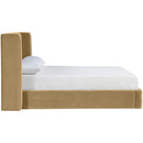  Meridian Kendall Camel Velvet Upholstered King Bed IMAGE 2
