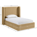  Meridian Kendall Camel Velvet Upholstered Twin Bed IMAGE 9
