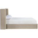  Meridian Kendall Cream Velvet Upholstered Queen Bed IMAGE 2