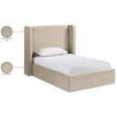  Color_Cream  Size_Twin  --  Kendall Cream Velvet Upholstered Twin Bed IMAGE 10