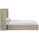  Color_Cream  Size_Twin  --  Kendall Cream Velvet Upholstered Twin Bed IMAGE 2