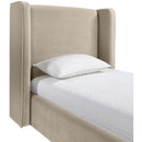  Color_Cream  Size_Twin  --  Kendall Cream Velvet Upholstered Twin Bed IMAGE 4