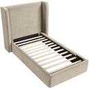  Color_Cream  Size_Twin  --  Kendall Cream Velvet Upholstered Twin Bed IMAGE 5