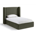  Color_Green  Size_Twin  --  Kendall Green Velvet Upholstered Twin Bed IMAGE 1