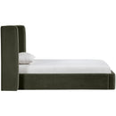  Color_Green  Size_Twin  --  Kendall Green Velvet Upholstered Twin Bed IMAGE 2