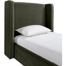  Color_Green  Size_Twin  --  Kendall Green Velvet Upholstered Twin Bed IMAGE 4
