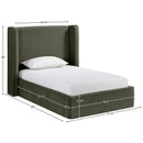  Meridian Kendall Green Velvet Upholstered Twin Bed IMAGE 9