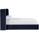  Meridian Kendall Navy Velvet Upholstered Queen Bed IMAGE 2