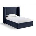  Color_Navy Size_Twin -- Kendall Navy Velvet Upholstered Twin Bed IMAGE 1