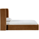  Color_Saddle  Size_Twin  --  Kendall Saddle Velvet Upholstered Twin Bed IMAGE 2