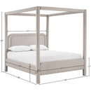  Meridian Salina Beige Linen Textured Fabric Upholstered Queen Bed IMAGE 10