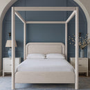  Color_Beige  Size_Queen  -- Salina Beige Linen Textured Fabric Upholstered Queen Bed IMAGE 2