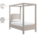  Meridian Salina Beige Linen Textured Fabric Upholstered Twin Bed IMAGE 11