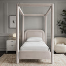  Color_Beige  Size_Twin  -- Salina Beige Linen Textured Fabric Upholstered Twin Bed IMAGE 2