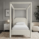  Meridian Salina Cream Linen Textured Fabric Upholstered Twin Bed IMAGE 2